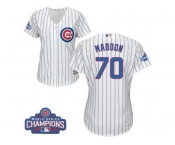 Women's Majestic Chicago Cubs #70 Joe Maddon Authentic White Home 2016 World Series Champions Cool Base MLB Jersey