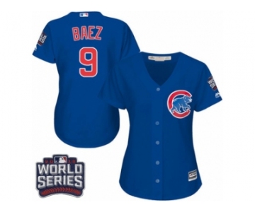Women's Majestic Chicago Cubs #9 Javier Baez Authentic Royal Blue Alternate 2016 World Series Bound Cool Base MLB Jersey