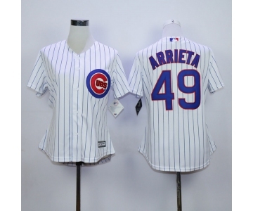 women mlb jerseys chicago cubs #49 arrieta white(blue strip)
