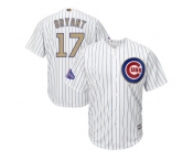 Youth Chicago Cubs #17 Kris Bryant White 2017 Gold Program Cool Base Stitched MLB Jersey