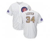 Youth Chicago Cubs #34 Jon Lester White(Blue Strip) 2017 Gold Program Cool Base Stitched MLB Jersey
