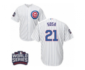 Youth Majestic Chicago Cubs #21 Sammy Sosa Authentic White Home 2016 World Series Bound Cool Base MLB Jersey