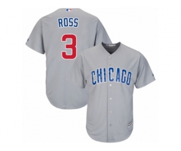 Youth Majestic Chicago Cubs #3 David Ross Replica Grey Road Cool Base MLB Jersey