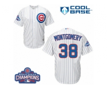 Youth Majestic Chicago Cubs #38 Mike Montgomery Authentic White Home 2016 World Series Champions Cool Base MLB Jersey