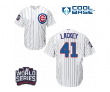 Youth Majestic Chicago Cubs #41 John Lackey Authentic White Home 2016 World Series Bound Cool Base MLB Jersey