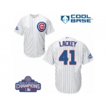 Youth Majestic Chicago Cubs #41 John Lackey Authentic White Home 2016 World Series Champions Cool Base MLB Jersey