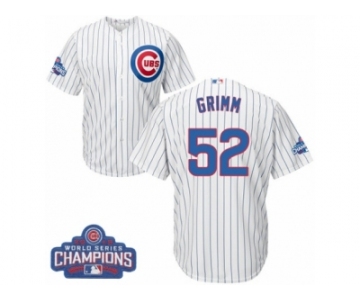Youth Majestic Chicago Cubs #52 Justin Grimm Authentic White Home 2016 World Series Champions Cool Base MLB Jersey