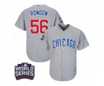 Youth Majestic Chicago Cubs #56 Hector Rondon Authentic Grey Road 2016 World Series Bound Cool Base MLB Jersey