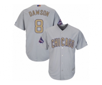 Youth Majestic Chicago Cubs #8 Andre Dawson Authentic Gray 2017 Gold Champion Cool Base MLB Jersey