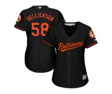 Women Majestic Baltimore Orioles #58 Jeremy Hellickson Replica Black Alternate Cool Base MLB Jersey