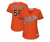 Women Majestic Baltimore Orioles #58 Jeremy Hellickson Replica Orange Alternate Cool Base MLB Jersey