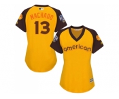 Women's Majestic Baltimore Orioles #13 Manny Machado Authentic Yellow 2016 All-Star American League BP Cool Base MLB Jersey