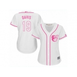 Women's Majestic Baltimore Orioles #19 Chris Davis Replica White Fashion Cool Base MLB Jersey