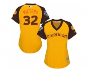Women's Majestic Baltimore Orioles #32 Matt Wieters Authentic Yellow 2016 All-Star American League BP Cool Base MLB Jersey