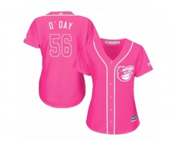 Women's Majestic Baltimore Orioles #56 Darren O'Day Authentic Pink Fashion Cool Base MLB Jersey
