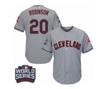 Youth Majestic Cleveland Indians #20 Eddie Robinson Authentic Grey Road 2016 World Series Bound Cool Base MLB Jersey