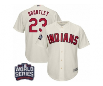 Youth Majestic Cleveland Indians #23 Michael Brantley Authentic Cream Alternate 2 2016 World Series Bound Cool Base MLB Jersey