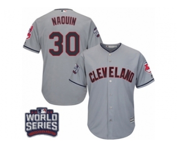 Youth Majestic Cleveland Indians #30 Tyler Naquin Authentic Grey Road 2016 World Series Bound Cool Base MLB Jersey