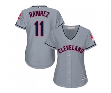 Women Cleveland Indians #11 Jose Ramirez Grey Road Stitched MLB Jersey