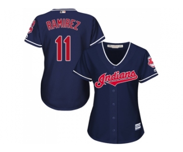 Women Cleveland Indians #11 Jose Ramirez Navy Blue Alternate Stitched MLB Jersey
