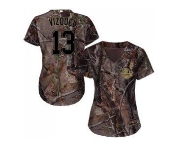 Women Cleveland Indians #13 Omar Vizquel Camo Realtree Collection Cool Base Stitched MLB Jersey