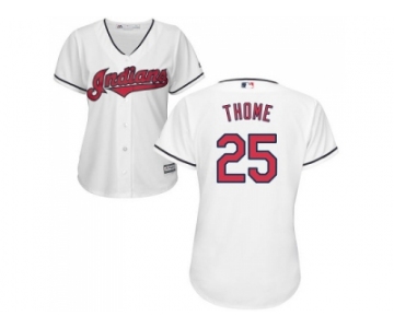 Women's Cleveland Indians #25 Jim Thome White HomeStitched MLB Jersey