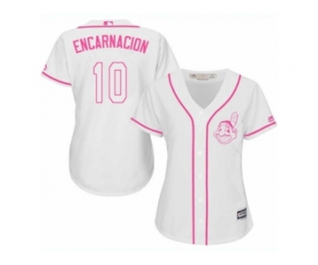 Women's Majestic Cleveland Indians #10 Edwin Encarnacion Authentic White Fashion Cool Base MLB Jersey