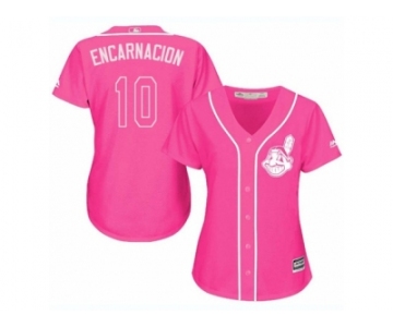 Women's Majestic Cleveland Indians #10 Edwin Encarnacion Replica Pink Fashion Cool Base MLB Jersey