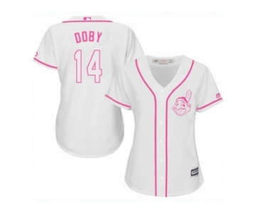 Women's Majestic Cleveland Indians #14 Larry Doby Authentic White Fashion Cool Base MLB Jersey