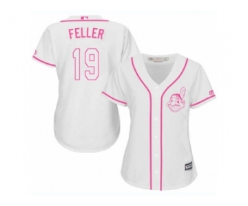 Women's Majestic Cleveland Indians #19 Bob Feller Authentic White Fashion Cool Base MLB Jersey
