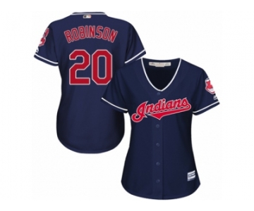Women's Majestic Cleveland Indians #20 Eddie Robinson Authentic Navy Blue Alternate 1 Cool Base MLB Jersey