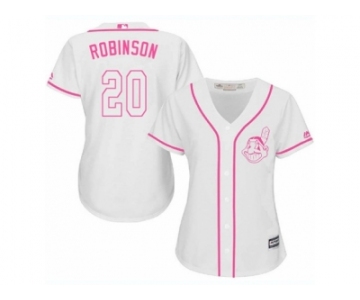 Women's Majestic Cleveland Indians #20 Eddie Robinson Authentic White Fashion Cool Base MLB Jersey