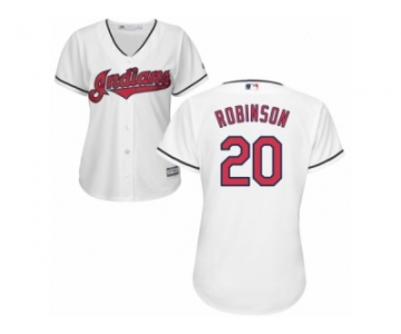 Women's Majestic Cleveland Indians #20 Eddie Robinson Authentic White Home Cool Base MLB Jersey