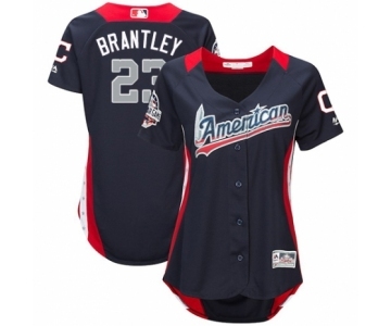 Women's Majestic Cleveland Indians #23 Michael Brantley Game Navy Blue American League 2018 MLB All-Star MLB Jersey
