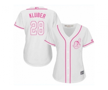 Women's Majestic Cleveland Indians #28 Corey Kluber Authentic White Fashion Cool Base MLB Jersey