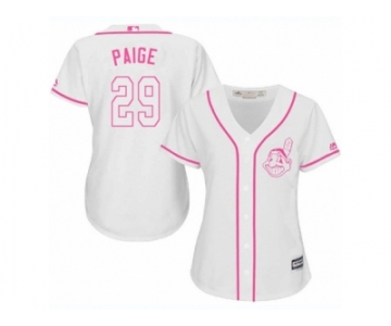 Women's Majestic Cleveland Indians #29 Satchel Paige Authentic White Fashion Cool Base MLB Jersey
