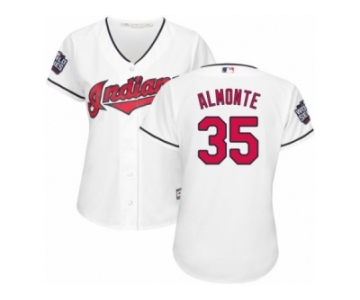 Women's Majestic Cleveland Indians #35 Abraham Almonte Authentic White Home 2016 World Series Bound Cool Base MLB Jersey