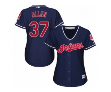 Women's Majestic Cleveland Indians #37 Cody Allen Authentic Navy Blue Alternate 1 Cool Base MLB Jersey