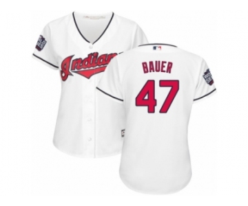 Women's Majestic Cleveland Indians #47 Trevor Bauer Authentic White Home 2016 World Series Bound Cool Base MLB Jersey