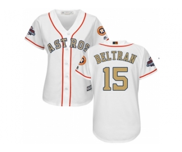 Women Houston Astros #15 Carlos Beltran White 2018 Gold Program Cool Base Stitched Baseball jersey