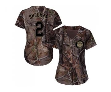Women Houston Astros #2 Alex Bregman Camo Realtree Collection Cool Base Stitched MLB Jersey