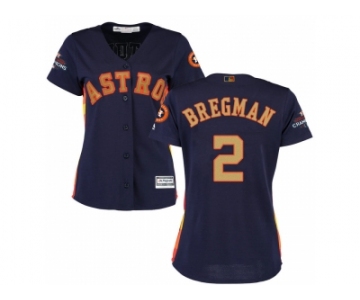 Women Houston Astros #2 Alex Bregman Navy 2018 Gold Program Cool Base Stitched Baseball Jersey