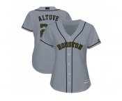 Women Houston Astros #27 Jose Altuve Grey 2018 Memorial Day Cool Base Stitched MLB Jersey