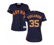 Women Houston Astros #35 Justin Verlander Navy Blue 2018 Gold Program Cool Base Stitched MLB Jersey