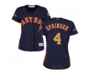 Women Houston Astros #4 George Springer Navy Blue 2018 Gold Program Cool Base Stitched MLB Jersey