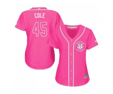 Women Houston Astros #45 Gerrit Cole Pink Fashion Stitched MLB Jersey