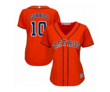 Women Majestic Houston Astros #10 Yuli Gurriel Replica Orange Alternate Cool Base MLB Jersey