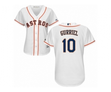 Women Majestic Houston Astros #10 Yuli Gurriel Replica White Home Cool Base MLB Jersey