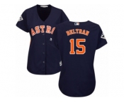 Women Majestic Houston Astros #15 Carlos Beltran Replica Navy Blue Alternate 2017 World Series Bound Cool Base MLB Jersey