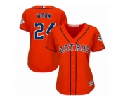 Women Majestic Houston Astros #24 Jimmy Wynn Authentic White Home 2017 World Series Bound Cool Base MLB Jersey
